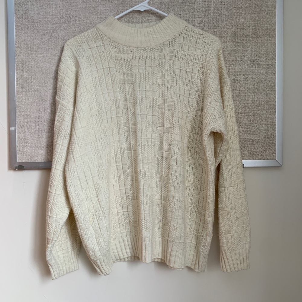 Vintage Jason Maxwell cream knit mock neck sweater